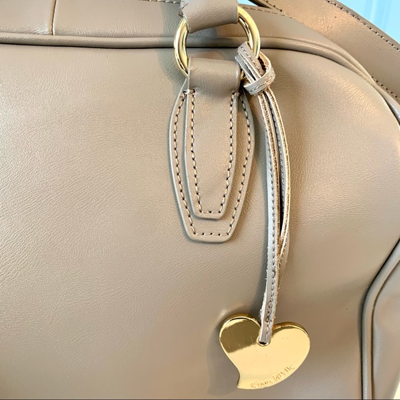 NWOT Cuore & Pelle Taupe Celeste Leather Satchel Bag 2 Handles + Crossbody Strap - Picture 8 of 13